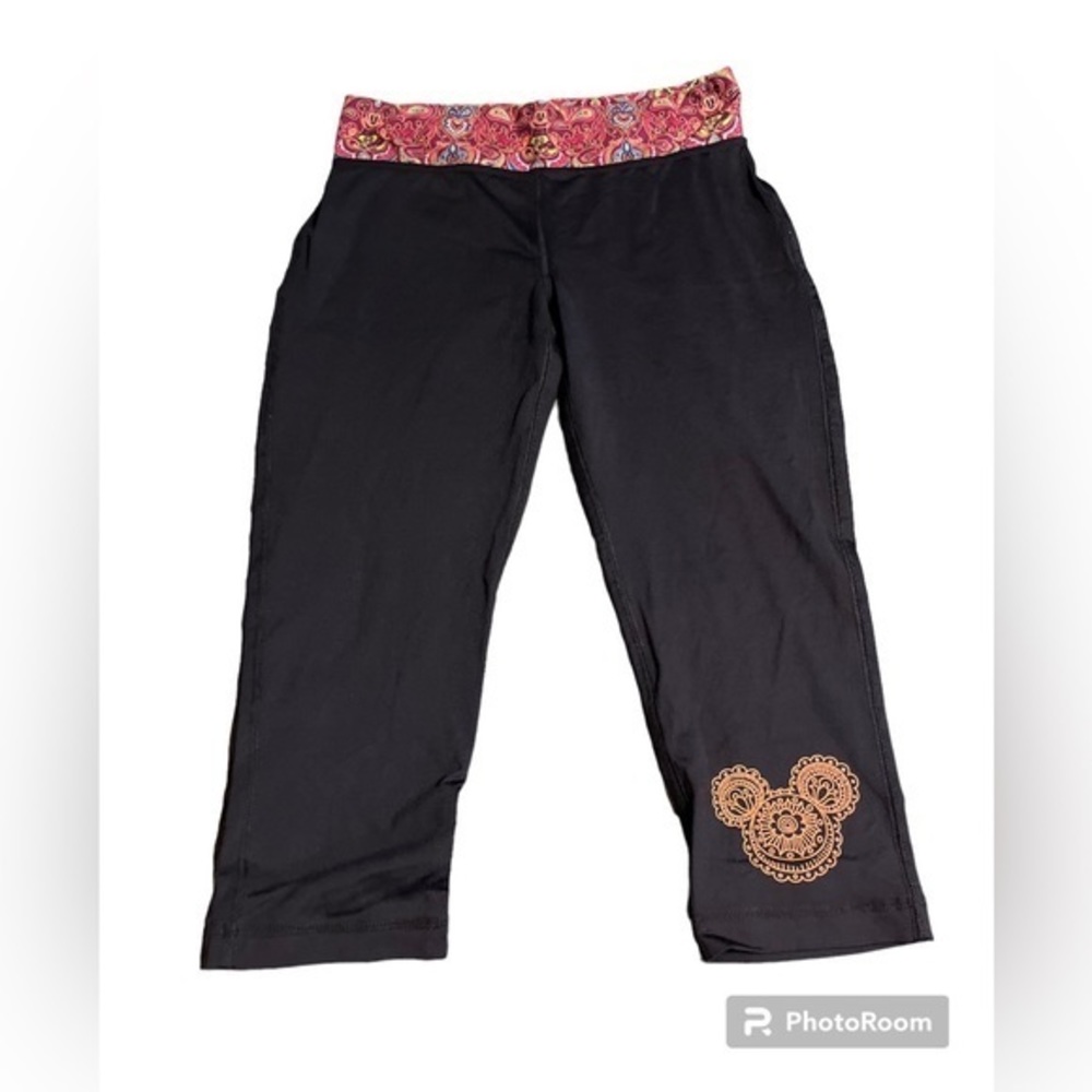 Disney Parks Leggings Women's Medium Mickey Mouse Activewear Cropped Yoga  Black - Picture 5 of 6